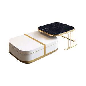 Table basse en acier inoxydable poli Offre Spéciale avec dessus en marbre pour une structure et un design modernes disponibles au meilleur prix - Product Image 1