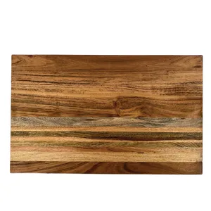 Planche à découper en bois d'acacia et de manguier naturel faite à la main pour la cuisine et le restaurant | Logo personnalisé disponible en gros exportation en vrac - Product Image 2
