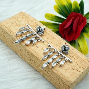 Pendientes de Plata de Ley 925 con circonita natural y piedras preciosas CZ, joyería hecha a mano, Material dorado, regalo perfecto para ella - Product Image 4