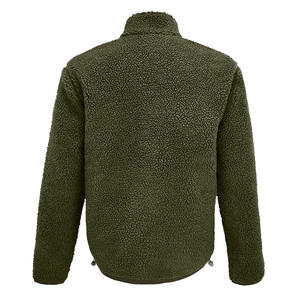 Veste en polaire enduite, service OEM, sur mesure, couleur vert olive, manches longues, fermeture éclair intégrale, col montant, hiver, unisexe, motif - Product Image 5