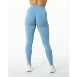 100% coton et tissu taille haute femmes Legging mince moins bleu clair femmes Sexy personnalisé à la mode Street Wear femmes Leggings - Product Image 4