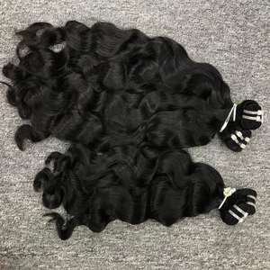 Nueva instalación, Color negro, onda Natural, cutícula alineada, máquina de doble estirado, tipo de trama, extensiones de cabello Remy virgen, cabello humano - Product Image 4