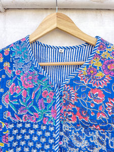 Indian Handmade Patchwork Cotton <b>Quilted</b> Bomber Jacket Vintage Peach New Style Reversible Women's Boho Coat Autumn Winter <b>Summer</b> - Product Image 4