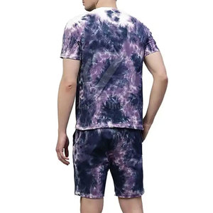 Latest Fashion Breathable Eco-Friendly Polyester/Cotton T-Shirt & Shorts <b>Set</b> for Men Solid Color Adult - Product Image 2