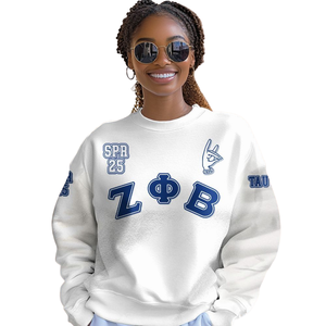 Sweat-shirt à col rond bleu brodé Zeta Phi Beta Sorority 1920 pour femmes, vêtements grecs - Product Image 4