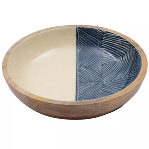 Bol de service en bois d'acacia avec impression émaillée et design personnalisé ensemble de cuillères bol de service en bois pour occasions spécifiques ensemble de cuillères bol en bois - Product Image 2