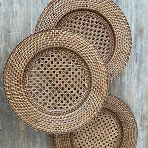 Eco-Friendly Natural <b>Rattan</b> Round Charger Plate Elegant <b>Placemat</b> for Weddings Home Dinners Durable Sustainable Packed in Carton - Product Image 5