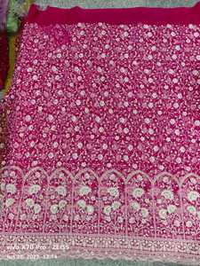 Tissu de filet de broderie Lucknowi à haute demande avec motif tissé pour la fabrication de robe de mariée fournisseur indien fourni prix d'exportation - Product Image 3