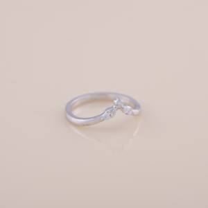 IGI Certified Marquise Diamond V-Shaped Contour <b>Ring</b> in 14K White / Rose & Yellow Gold - Product Image 6