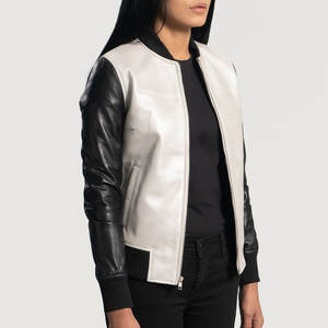 Veste en cuir véritable pour femme imprimée avec logo personnalisé Style vintage Manches longues Motif solide Look élégant pour la saison hivernale - Product Image 2