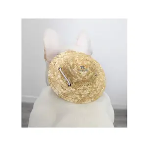 스팟 제조 업체 레트로 애완 동물 농부 모자 액세서리 고양이 태양 모자 고양이와 개 밀짚 모자 고양이 의상 모자