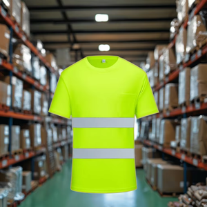 Camiseta reflectante de manga corta con logotipo de ropa de trabajo de construcción suave de alta calidad, chaquetas al por mayor, seguridad de alta visibilidad - Product Image 5