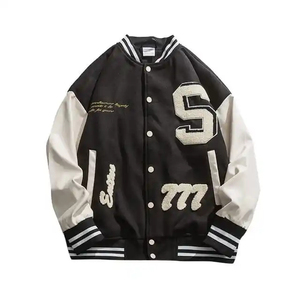 Blouson Bomber de Baseball de Qualité Supérieure en Gros pour Hommes, avec Patch Personnalisé, Manches en Toile et Col Montant sur le Devant - Product Image 5