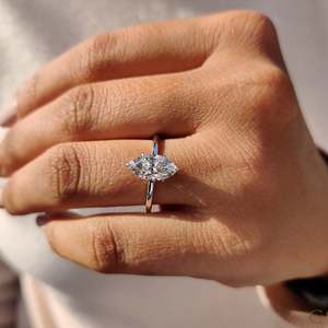 Open <b>Gallery</b> Design Marquise Cut Diamond Engagement Ring - Product Image 5