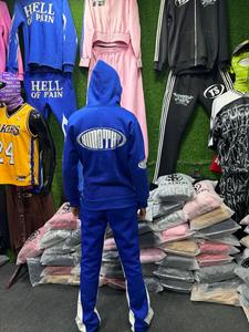 Sudadera personalizada con parche bordado en 3D y estampado de hojaldre para hombre, ropa de calle de talla grande, Sudadera con capucha lavada con ácido desteñida al sol y pantalón acampanado - Product Image 5