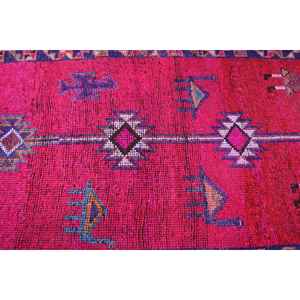 Vintage Rug, <b>Runner</b> 3.1x12.5 ft Rug, Herki <b>Red</b> Ikat Rug - Product Image 5