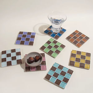 Sous-verres en mosaïque de verre carrés, tapis de boisson, protection de table, support pour tasse à café, accessoire de table pour la maison, fête, mariage - Product Image 1