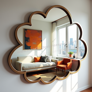 Elegant Modern Decorative Cloud-Shaped <b>Mirror</b> with Frame <b>for</b> Wall Enhance Living Room Bedroom Office Style Home Usage - Product Image 5