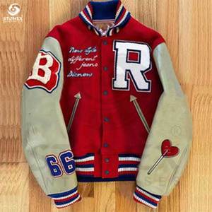 เสื้อแจ็กเก็ตสำหรับผู้ชายเสื้อแจ็กเก็ตเบสบอลตัวขนแกะแขนเสื้อปักสำหรับฤดูหนาวงานตามสั่ง2024 - Product Image 3