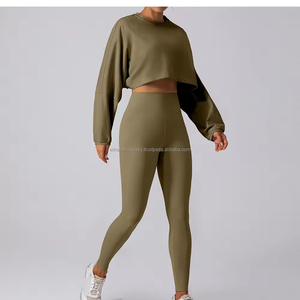 ชุดโยคะสองชิ้นสำหรับฟิตเนสยิมของผู้หญิงเลกกิ้งโยคะลายพื้นมีโลโก้เอวกลางสำหรับออกกำลังกายใน2025 - Product Image 3