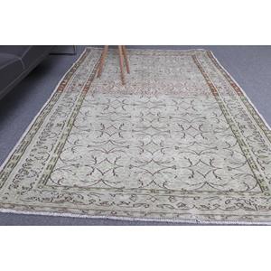 Vintage Turkish Rug 4.8x7.9 ft, <b>Brown</b> Area Moroccan <b>Wool</b> Rug - Product Image 2