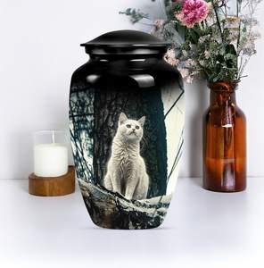 Urna conmemorativa de gato blanco para cenizas humanas recuerdo urna grande decorativa pequeña cremación para adultos para amantes de los gatos urna para cenizas de mascotas - Product Image 3
