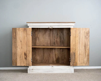 Buffet de salon de style farmhouse en bois massif de luxe avec portes et étagères, design moderne blanc pour bar à domicile, hôtel, taille personnalisée