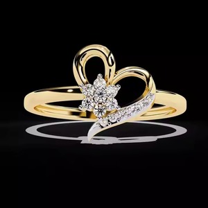 Anillo de compromiso de oro amarillo rosa de 14 quilates romántico de lujo, Diamante de moissanita Original en forma de corazón para mujer, regalo del Día de San Valentín - Product Image 1