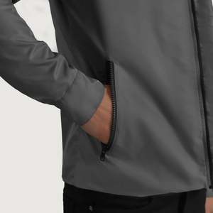 Veste coupe-vent à capuche Wesley Grey XL pour l'extérieur, en tissu softshell résistant, imperméable, coupe-vent, en polyester enduit, coupe ample - Product Image 6