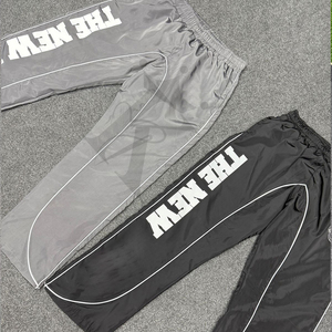 Custom Men's Cotton/Nylon Windbreaker <b>Trouser</b> Reflective Logo Winter Sport Jogging Casual Painted Fleece High Waist High Quality - Product Image 5