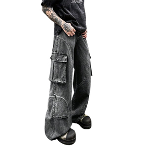 Salopette Homme de Haute Qualité Style Hip Hop Urbain Grande Poche Décontractée Grande Taille Effet Vieilli Clair et Foncé - Product Image 1