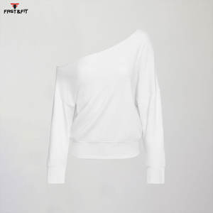 Sudadera de talla grande de manga larga con hombros descubiertos para mujer de diseño personalizado de alta calidad, transpirable antiarrugas con estampado de logotipo frontal - Product Image 1