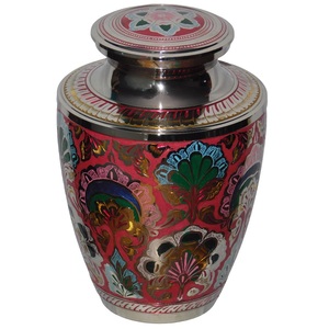 Urnes funéraires en laiton modernes de haute qualité avec gravure multicolore fini pour les cendres humaines fournitures funéraires en métal - Product Image 1