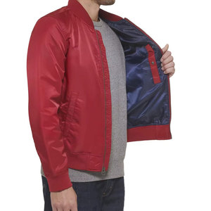 Wholesale <b>Men's</b> Slim Fit Red <b>Flight</b> Bomber <b>Jacket</b> Lightweight Windbreaker Casual Streetwear Varsity Coat with Sleeve Pocket - Product Image 5