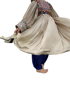 Afghani Womens Đầm voan phức tạp gương làm việc thêu nút tự nhiên chi tiết-phong cách văn hóa độc đáo cho các sự kiện truyền thống - Product Image 2