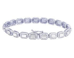 Elegant and Luxurious <b>Baguette</b> And Round Moissanite Diamond S925 Silver Hip Hop <b>Bracelet</b> For Men - Product Image 3