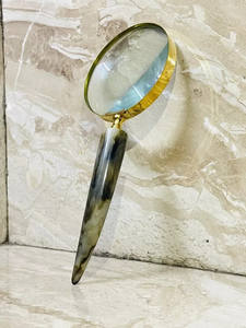 แว่นขยายทองเหลืองโบราณที่มีด้ามจับแตรสำหรับการแสดงบนโต๊ะของตกแต่งบ้านสำนักงานหรือของสะสมที่ไม่เหมือนใคร - Product Image 5