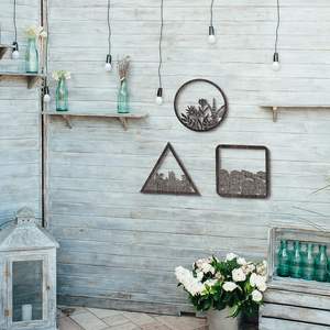 <b>3</b> <b>Pieces</b> Geometry <b>Wall</b> <b>Art</b> Wood Pediments Sacred Flower <b>Wall</b> <b>Art</b> Wooden Floral Decor Minimalist Floral Hanging - Product Image 4