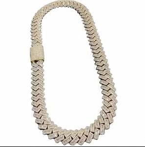 Meilleur prix personnalisé plaqué or blanc 15mm 18mm 20mm chaîne en acier inoxydable collier diamant perle mode bracelets porte-bonheur - Product Image 3