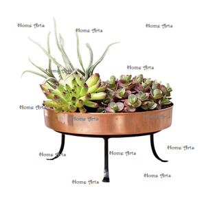 Maceta Redonda de Metal Color Dorado con Soporte de Hierro Negro, Macetero de la Mejor Calidad, Tamaño Personalizado - Product Image 6