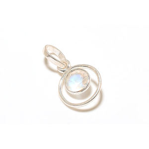 Belle 925 Sterling Silver Handmade Naturel Blanc Arc-En-Ciel Pierre De Lune Pendentif Pierre Précieuse Forme Ronde Fine Bijoux En Argent Pendentif - Product Image 3