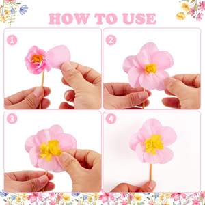 12 Uds. Flores de papel Cupcake Toppers decoración bebé en flor Baby Shower Cupcake Picks decoración fiesta suministros <span class=keywords><strong>para</strong></span> niñas mujeres - Product Image 3