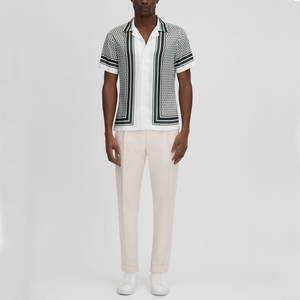 Camisas de hombre con cuello cubano estampadas, manga corta, 100% poliéster, nuevo estilo, en venta. - Product Image 6