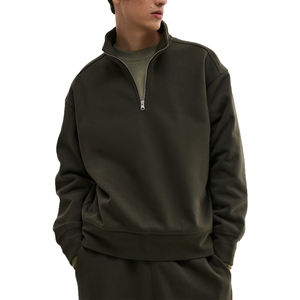 Nouvelle Arrivée Sweat-shirts en molleton uni pour homme, col montant zippé, coupe oversize, broderie 3D personnalisée, 100% coton - Product Image 4