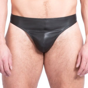 Strike Two Way Zip Leather Shorts <b>Black</b> Faux Leather Fetish Clubwear Shorts - Product Image 1