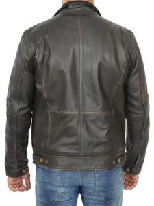 Veste de Moto Vintage en Cuir pour Homme, Café Racer, en Cuir de Vachette, 100% aux Meilleurs Prix - Product Image 4