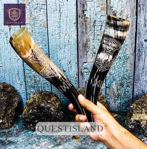 Corne à boire en corne de buffle avec support, étanche, fabrication artisanale, design moderne, Rani Industries RI356, décoration d'intérieur - Product Image 3