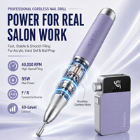 Máquina Eléctrica Inalámbrica para Uñas 40000 RPM, Taladro Digital sin Escobillas de 40 Velocidades para Extensión de Gel, Recarga y Remoción de Esmalte