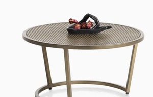 Mesa de centro redonda grande, barra de hierro con recubrimiento de polvo dorado, mesa de acento enmarcada, mesa moderna al por mayor, decoración del hogar para sala de estar - Product Image 3