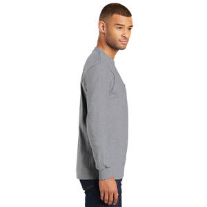 Chemises à manches longues pour hommes T-shirt en coton solide à ourlet incurvé Chemise d'automne pour hommes Streetwear d'entraînement - Product Image 6